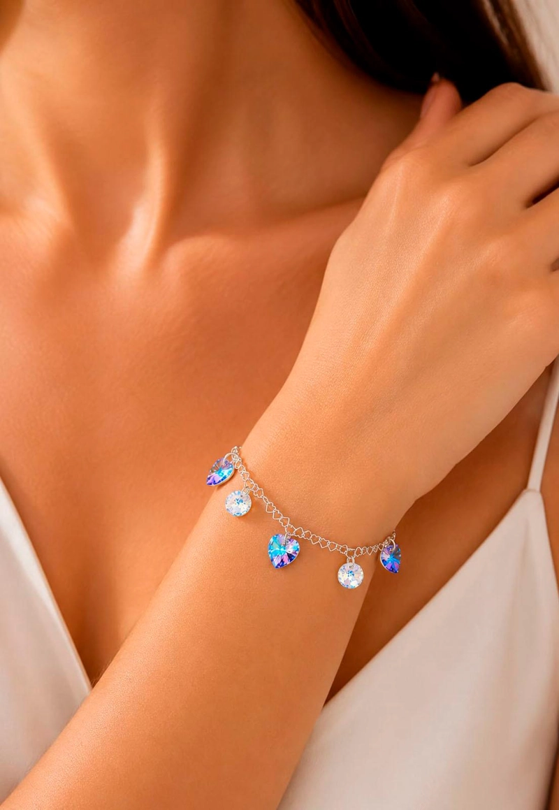 PULSERA JOYAS MONTERO ROMANCE PLATA 925 CRISTALES GENUINOS VITRAL LIGHT - 6
