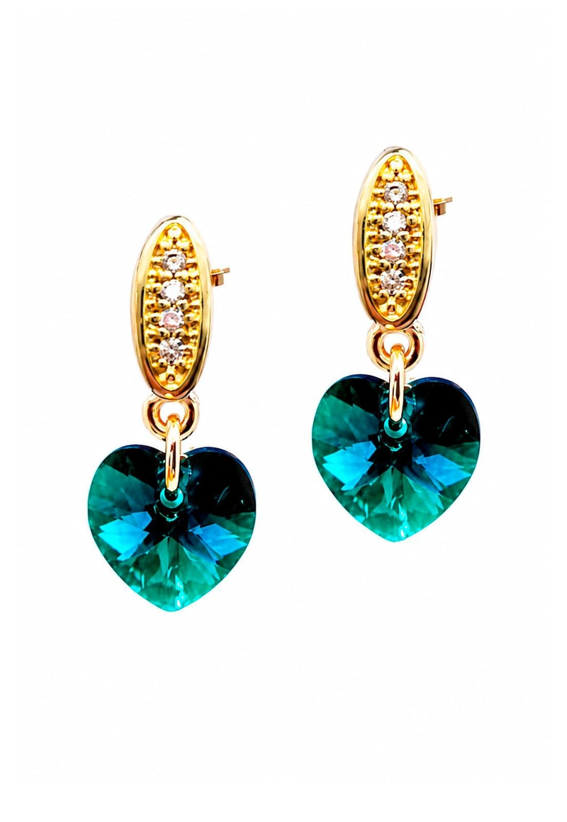 AROS JOYAS MONTERO ROMANCE GOLD CRISTALES GENUINOS EMERALD ENCHAPADO EN ORO 18K - 1