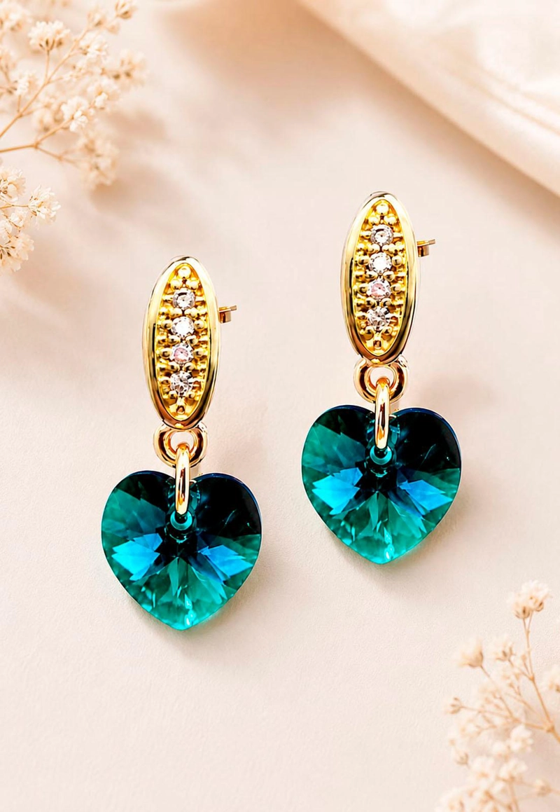 AROS JOYAS MONTERO ROMANCE GOLD CRISTALES GENUINOS EMERALD ENCHAPADO EN ORO 18K - 2