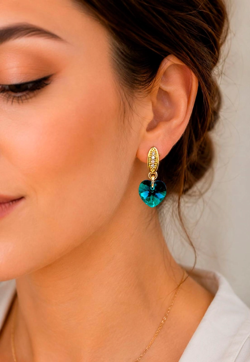 AROS JOYAS MONTERO ROMANCE GOLD CRISTALES GENUINOS EMERALD ENCHAPADO EN ORO 18K - 5
