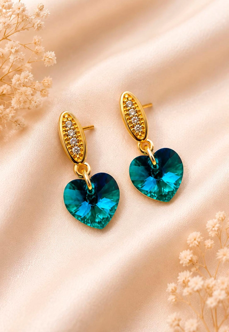 AROS JOYAS MONTERO ROMANCE GOLD CRISTALES GENUINOS EMERALD ENCHAPADO EN ORO 18K - 6