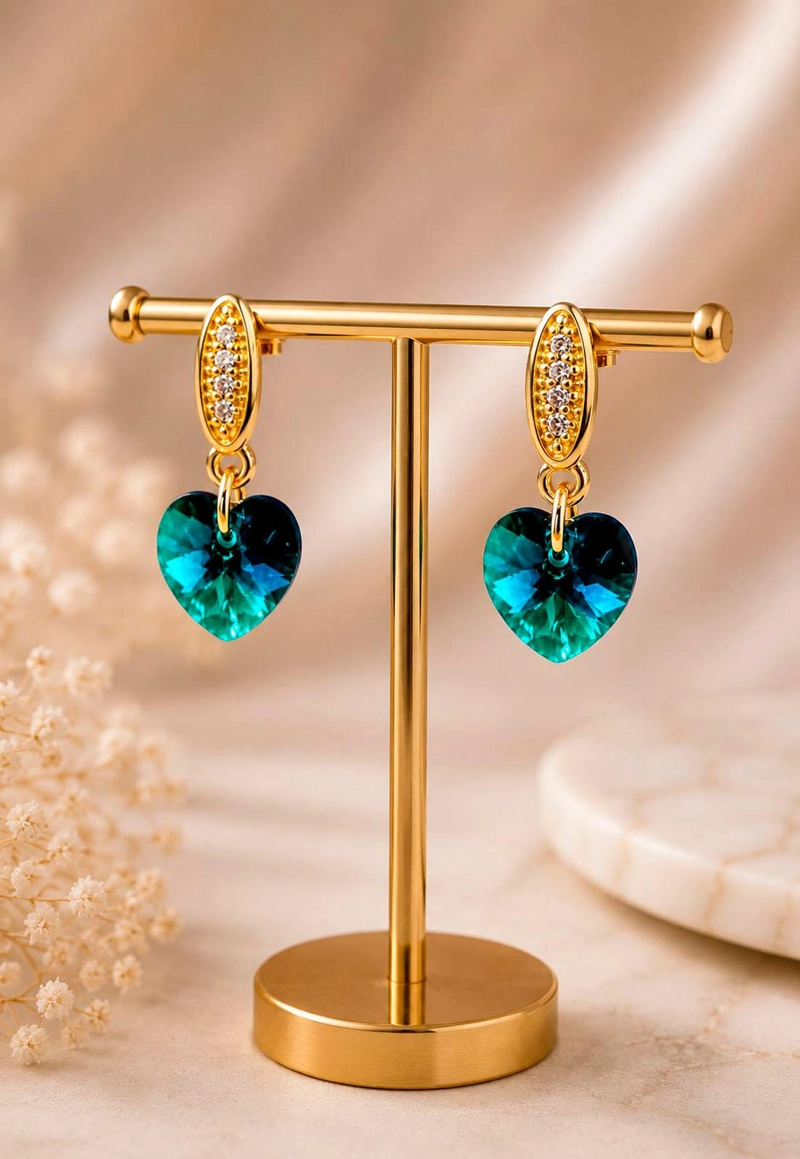 AROS JOYAS MONTERO ROMANCE GOLD CRISTALES GENUINOS EMERALD ENCHAPADO EN ORO 18K - 7