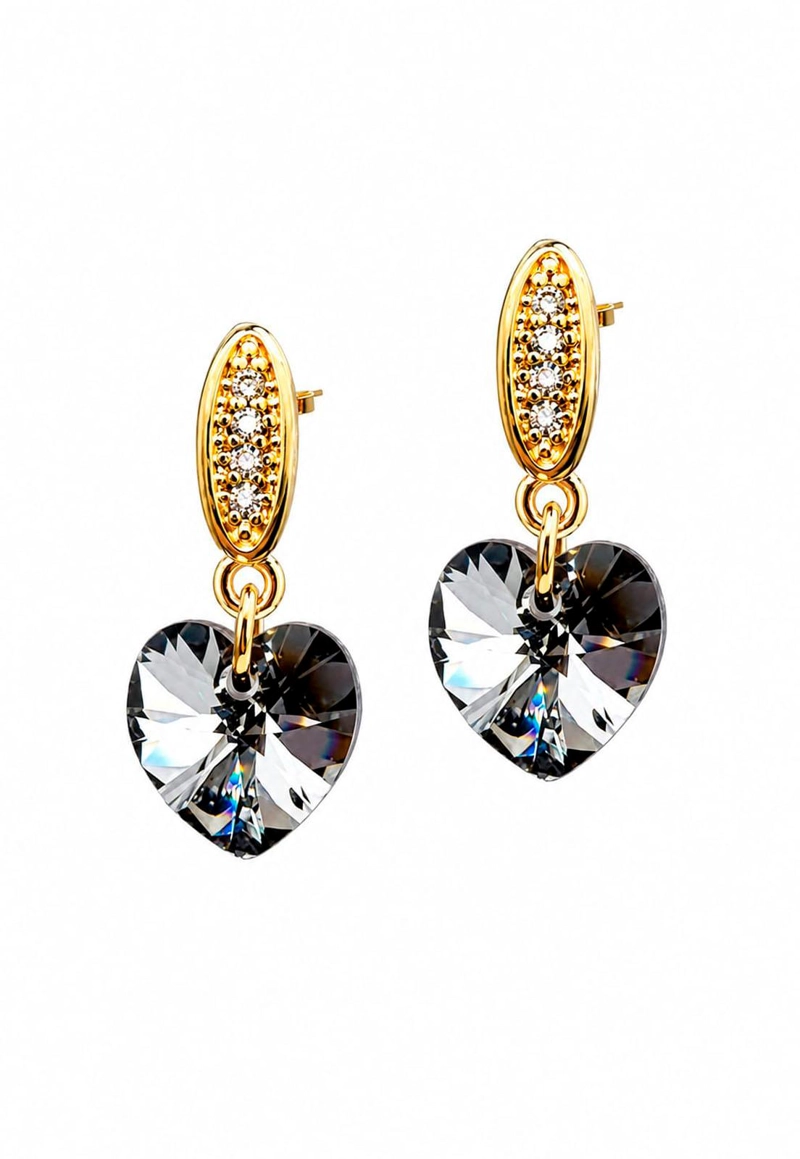 AROS JOYAS MONTERO ROMANCE GOLD CRISTALES GENUINOS SILVER NIIGHT ENCHAPADO EN ORO 18K - 1