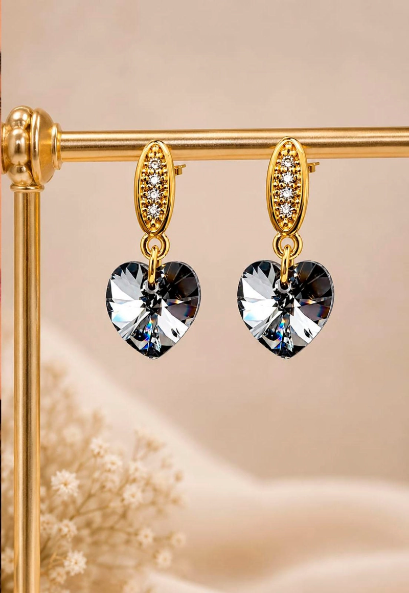 AROS JOYAS MONTERO ROMANCE GOLD CRISTALES GENUINOS SILVER NIIGHT ENCHAPADO EN ORO 18K - 2