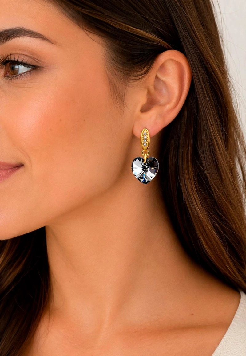 AROS JOYAS MONTERO ROMANCE GOLD CRISTALES GENUINOS SILVER NIIGHT ENCHAPADO EN ORO 18K - 6