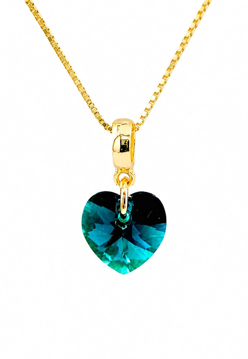 COLLAR JOYAS MONTERO ROMANCE GOLD CRISTALES GENUINOS EMERALD - 1