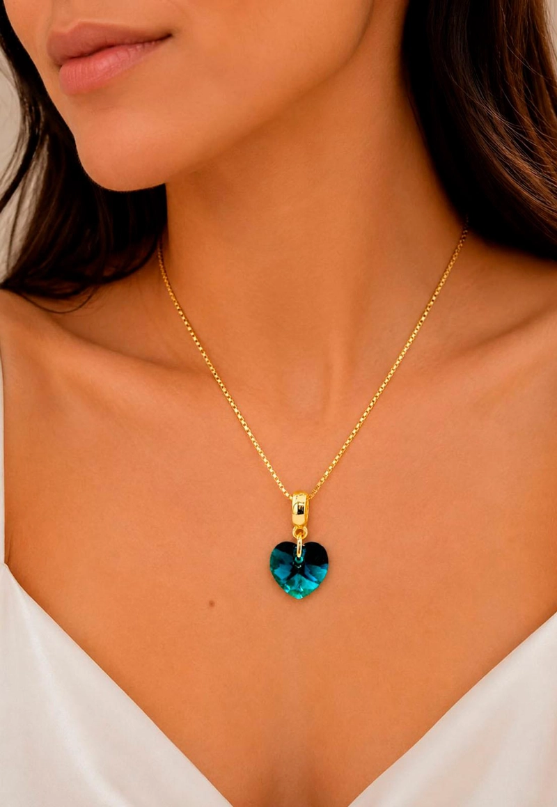 COLLAR JOYAS MONTERO ROMANCE GOLD CRISTALES GENUINOS EMERALD - 3