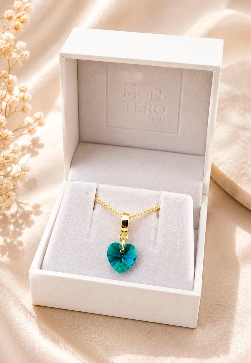 COLLAR JOYAS MONTERO ROMANCE GOLD CRISTALES GENUINOS EMERALD - 4
