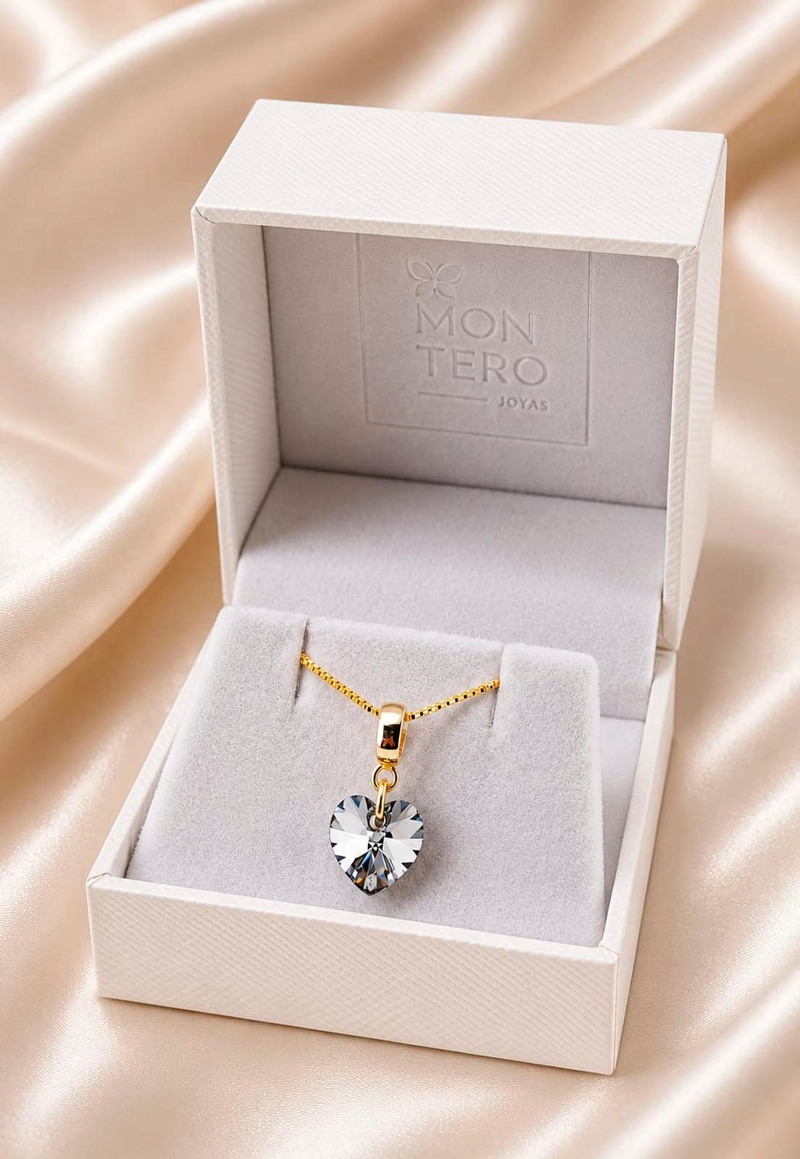 COLLAR JOYAS MONTERO ROMANCE GOLD CRISTALES GENUINOS SILVER NIGHT - 3