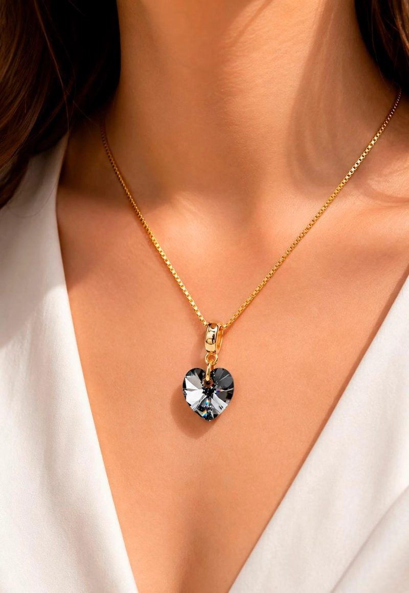 COLLAR JOYAS MONTERO ROMANCE GOLD CRISTALES GENUINOS SILVER NIGHT - 7