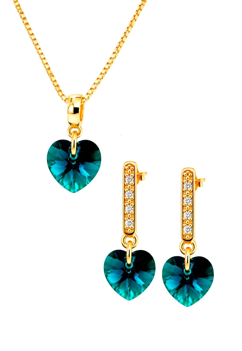 CONJUNTO JOYAS MONTERO ROMANCE GOLD CRISTALES GENUINOS EMERALD - 1