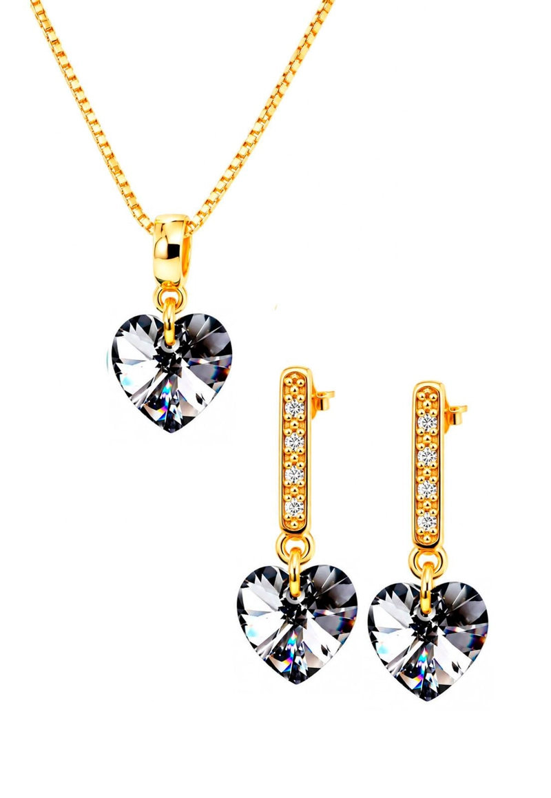 CONJUNTO JOYAS MONTERO ROMANCE GOLD CRISTALES GENUINOS SILVER NIGHT - 1