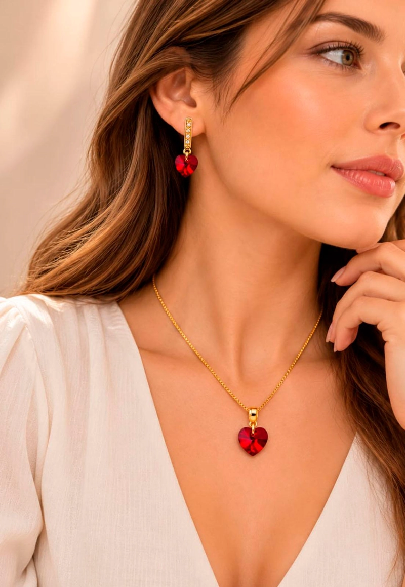 CONJUNTO JOYAS MONTERO ROMANCE GOLD CRISTALES GENUINOS SIAM SHIMMER - 4