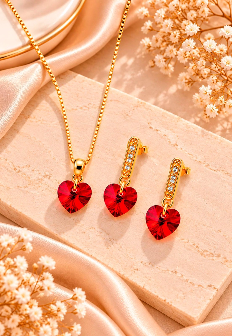 CONJUNTO JOYAS MONTERO ROMANCE GOLD CRISTALES GENUINOS SIAM SHIMMER - 5