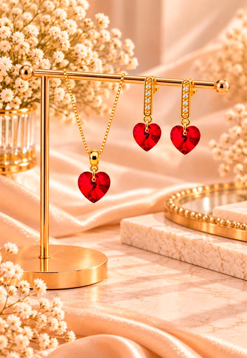 CONJUNTO JOYAS MONTERO ROMANCE GOLD CRISTALES GENUINOS SIAM SHIMMER - 7