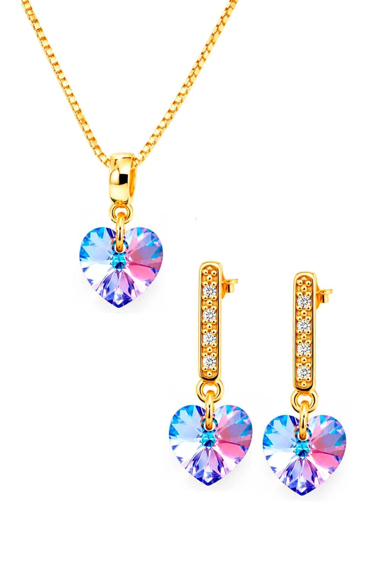 CONJUNTO JOYAS MONTERO ROMANCE GOLD CRISTALES GENUINOS VITRAL LIGHT - 1