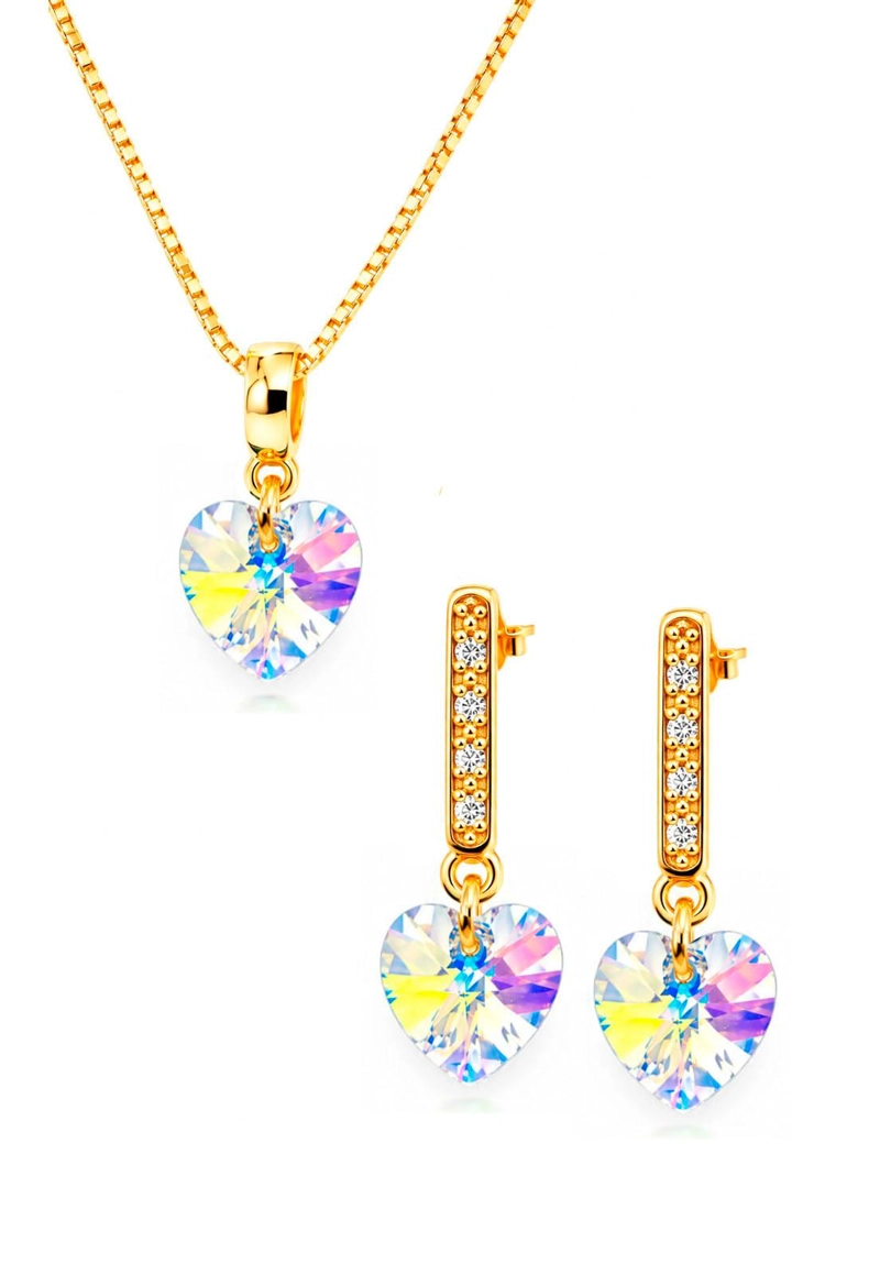CONJUNTO JOYAS MONTERO ROMANCE GOLD CRISTALES GENUINOS AURORA BOREAL - 1