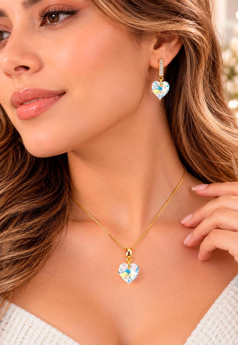 CONJUNTO JOYAS MONTERO ROMANCE GOLD CRISTALES GENUINOS AURORA BOREAL - 4