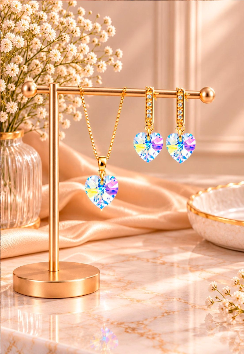 CONJUNTO JOYAS MONTERO ROMANCE GOLD CRISTALES GENUINOS AURORA BOREAL - 6