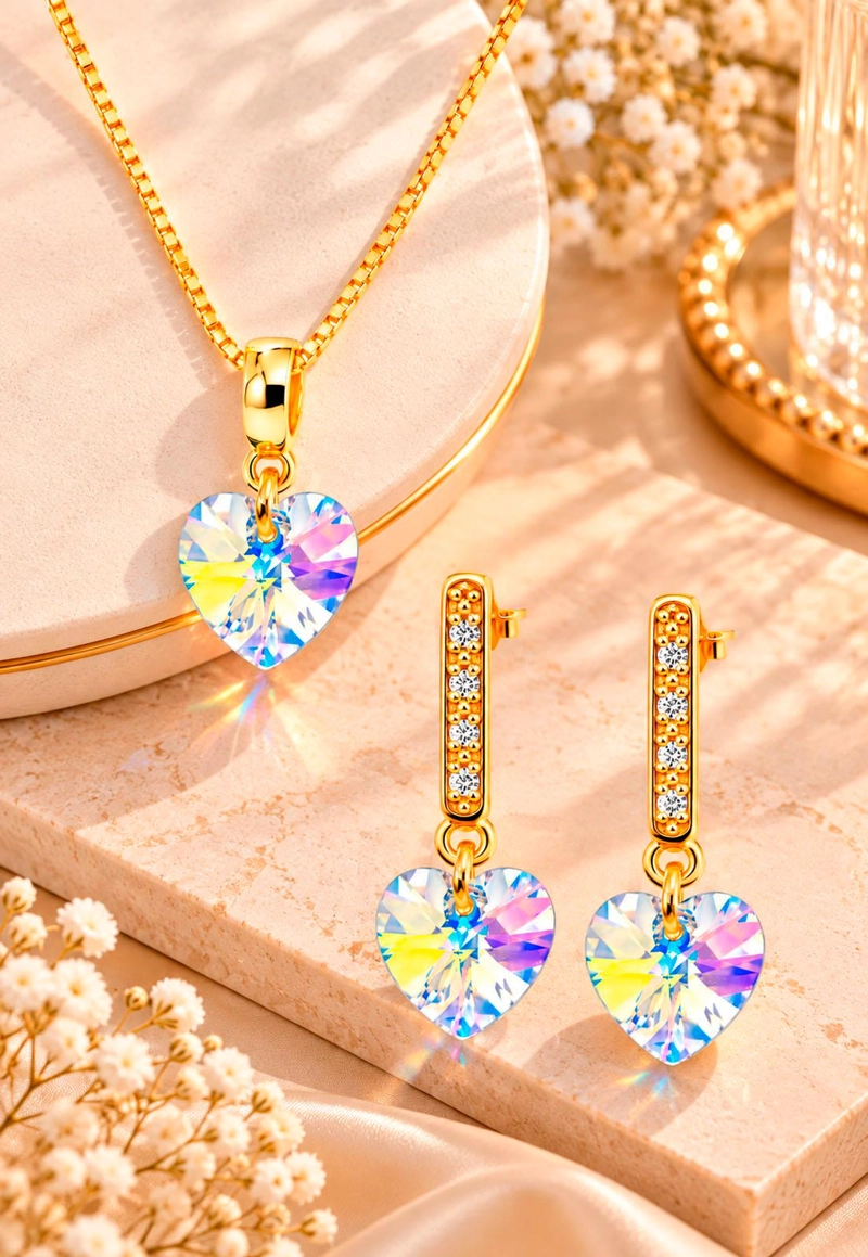 CONJUNTO JOYAS MONTERO ROMANCE GOLD CRISTALES GENUINOS AURORA BOREAL - 7