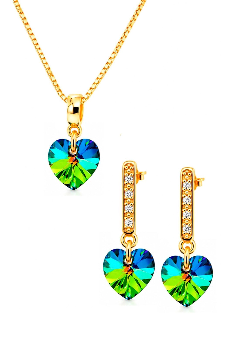 CONJUNTO JOYAS MONTERO ROMANCE GOLD CRISTALES GENUINOS VITRAL MEDIUM - 1