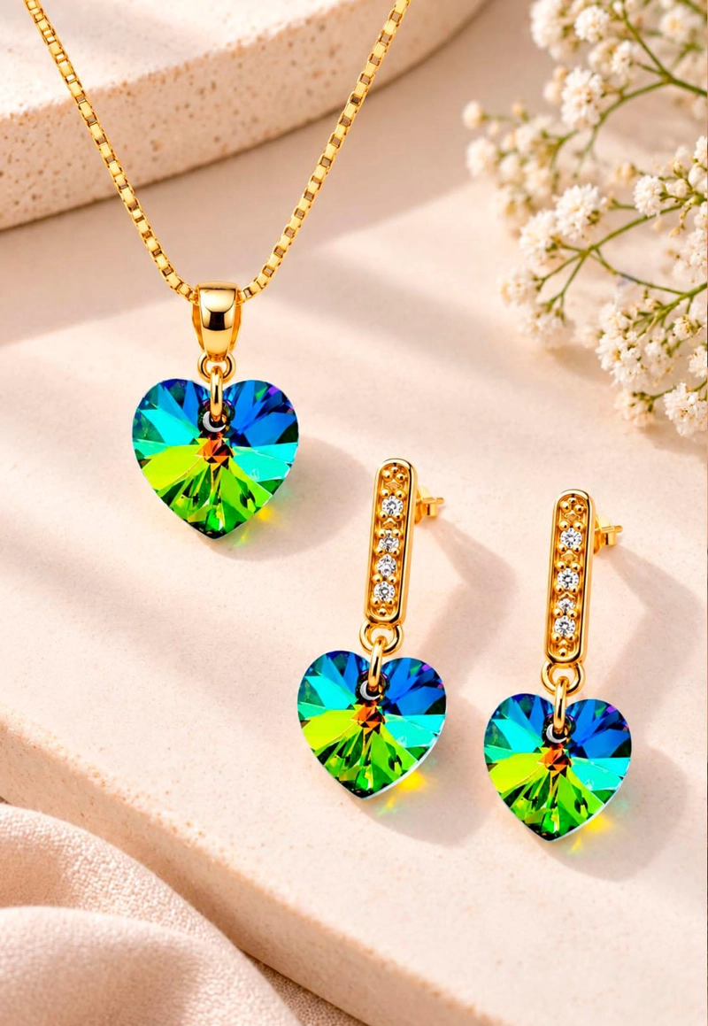 CONJUNTO JOYAS MONTERO ROMANCE GOLD CRISTALES GENUINOS VITRAL MEDIUM - 2