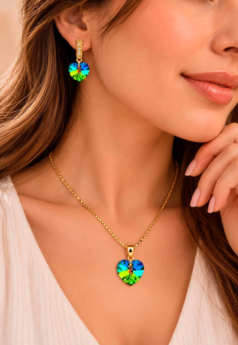 CONJUNTO JOYAS MONTERO ROMANCE GOLD CRISTALES GENUINOS VITRAL MEDIUM - 4