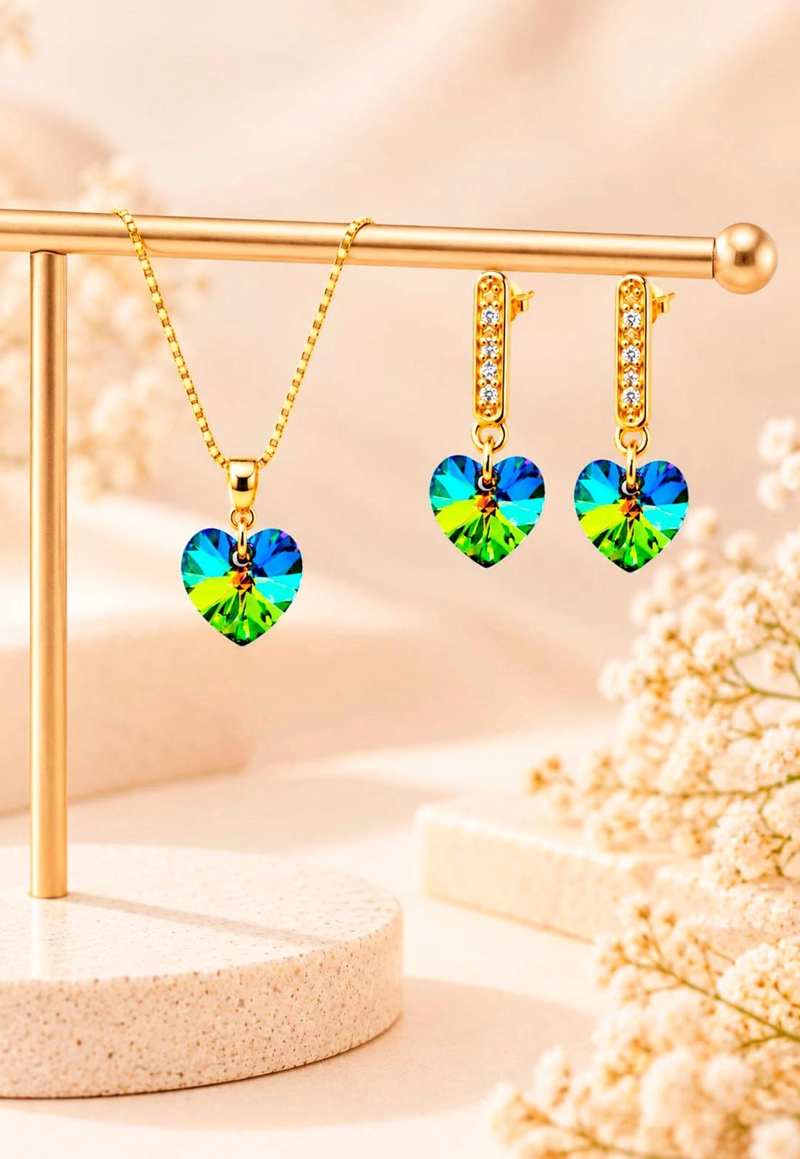 CONJUNTO JOYAS MONTERO ROMANCE GOLD CRISTALES GENUINOS VITRAL MEDIUM - 6