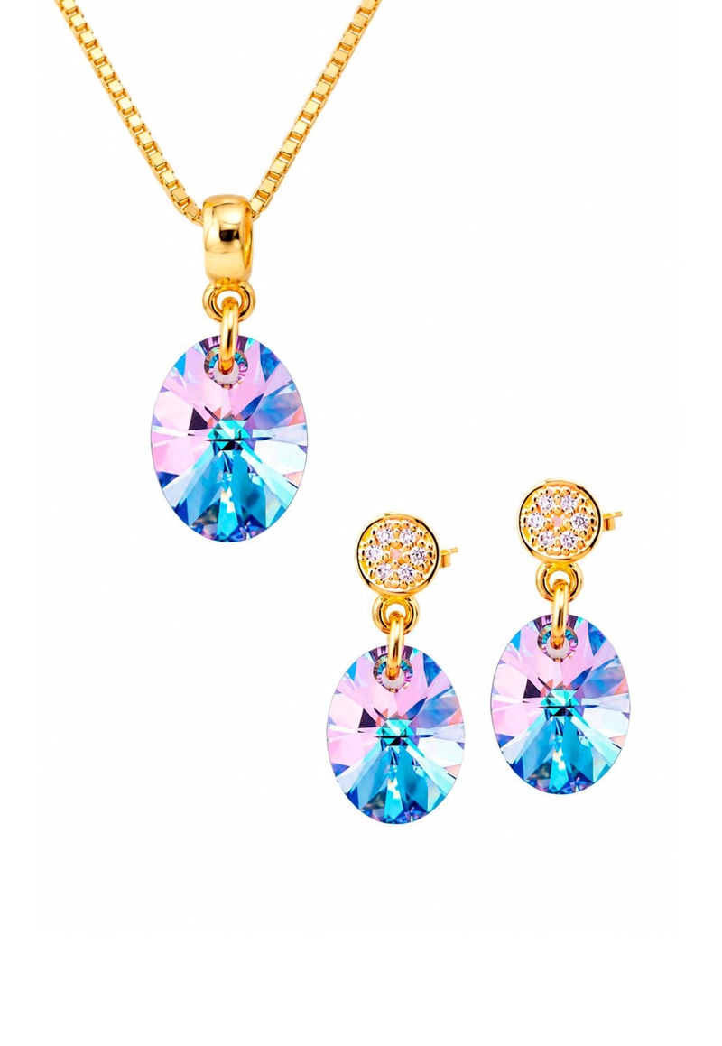 CONJUNTO JOYAS MONTERO PRAGA GOLD CRISTALES GENUINOS VITRAL LIGHT - 1