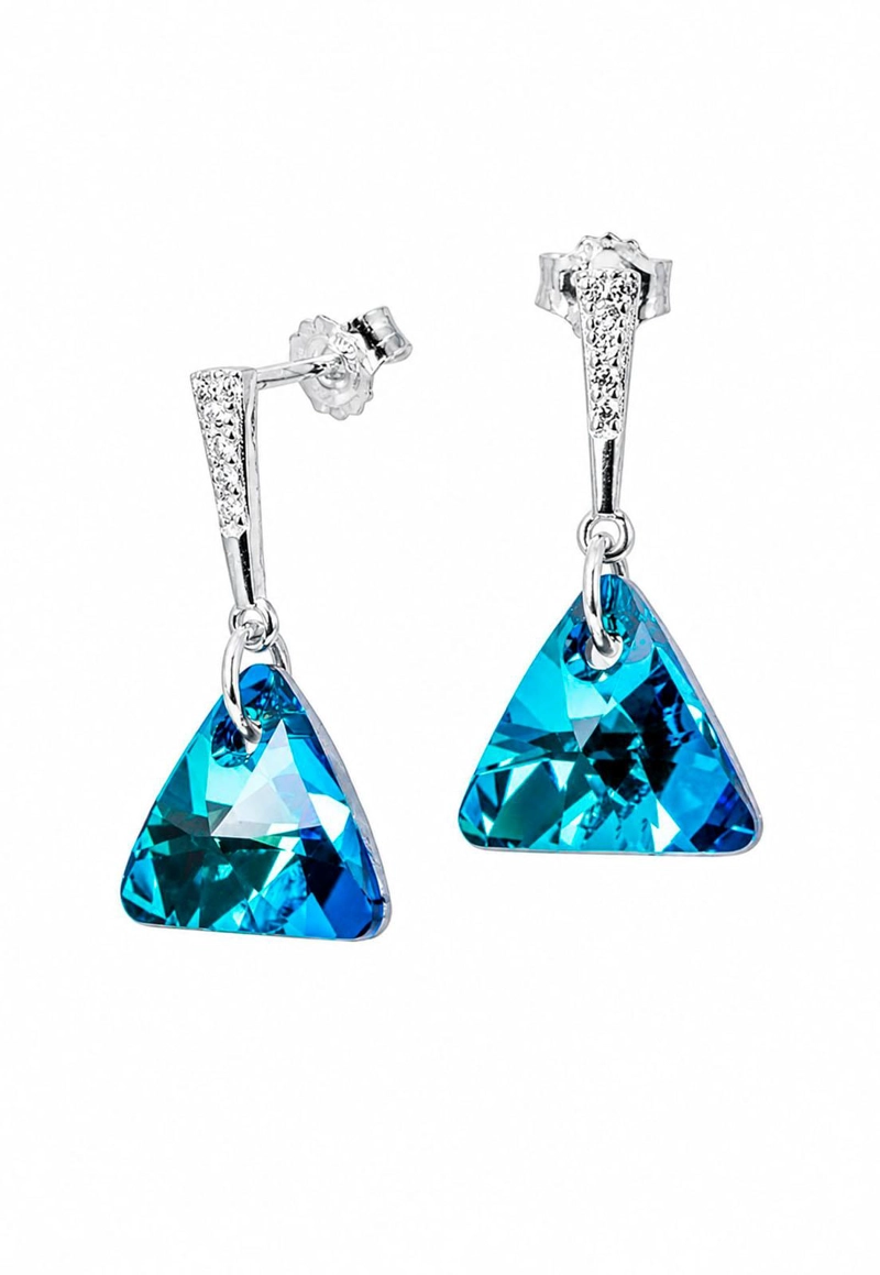 AROS JOYAS MONTERO TRINIDAD PLATA 925 CRISTALES GENUINOS BERMUDA BLUE - 1