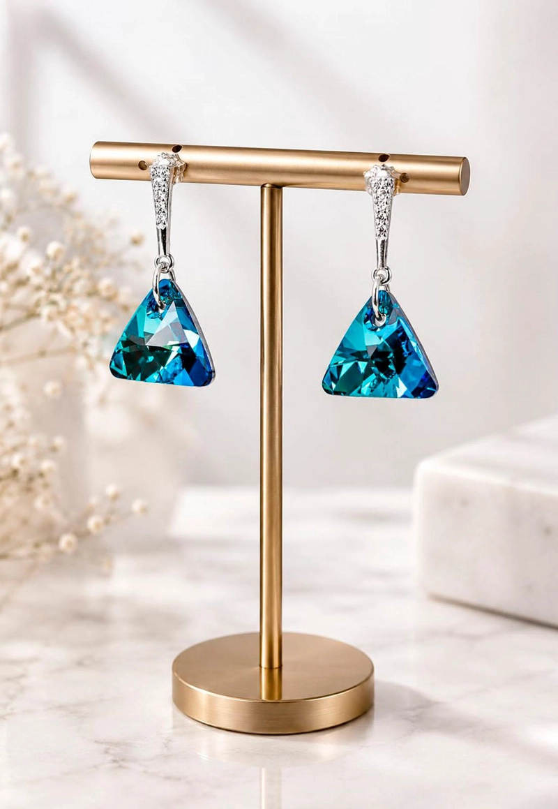 AROS JOYAS MONTERO TRINIDAD PLATA 925 CRISTALES GENUINOS BERMUDA BLUE - 7