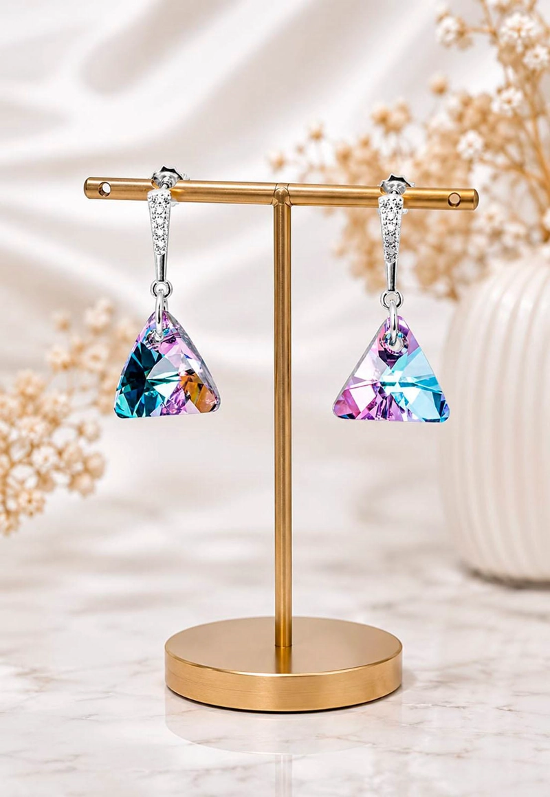 AROS JOYAS MONTERO TRINIDAD PLATA 925 CRISTALES GENUINOS VITRAL LIGHT - 2