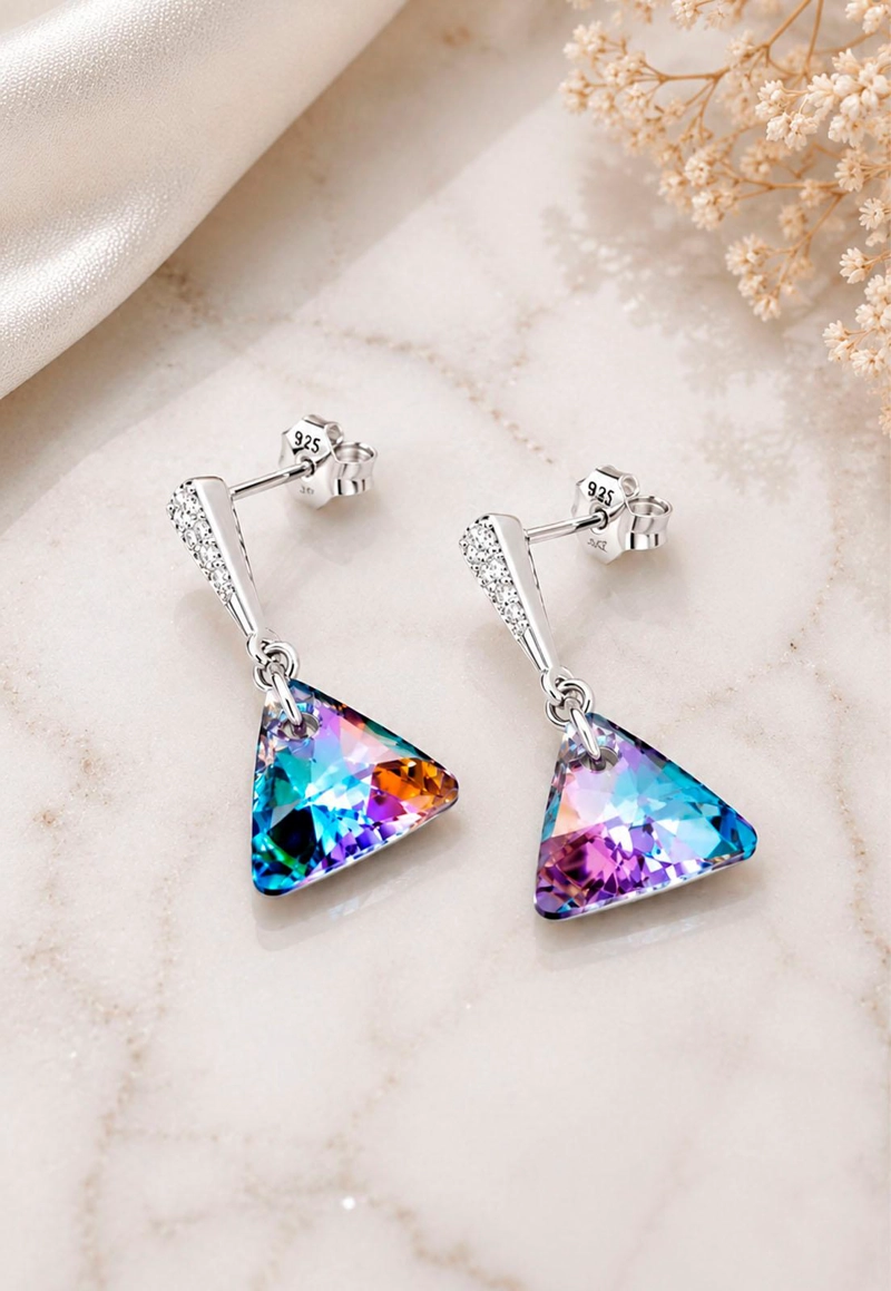 AROS JOYAS MONTERO TRINIDAD PLATA 925 CRISTALES GENUINOS VITRAL LIGHT - 4