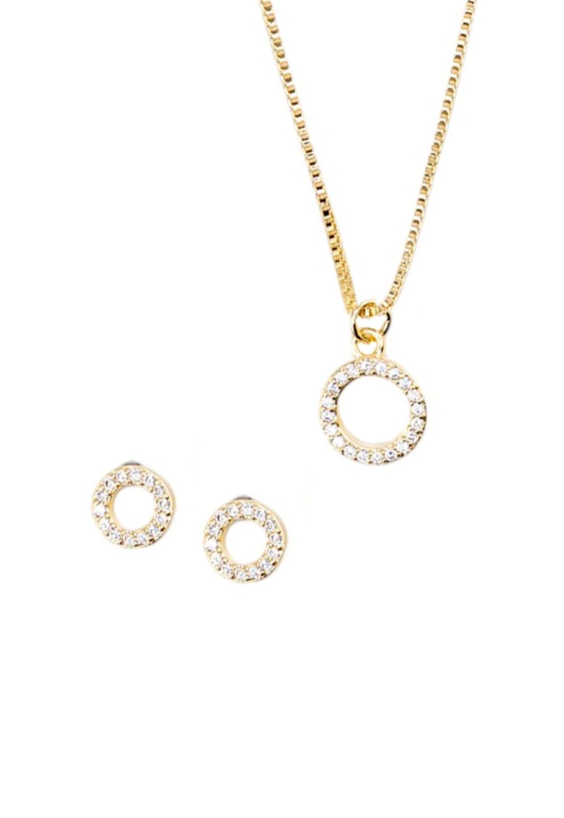 CONJUNTO JOYAS MONTERO CORONA GOLD MICROCIRCONES - 1