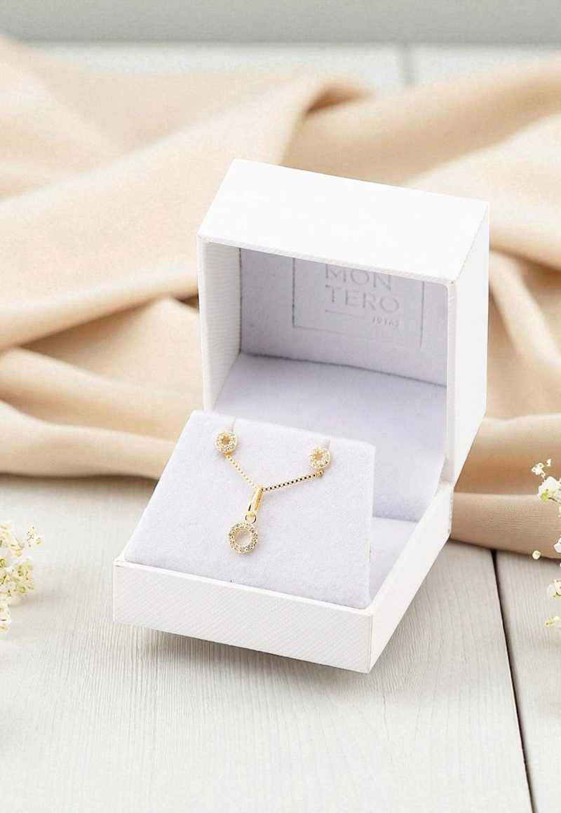 CONJUNTO JOYAS MONTERO CORONA GOLD MICROCIRCONES - 3