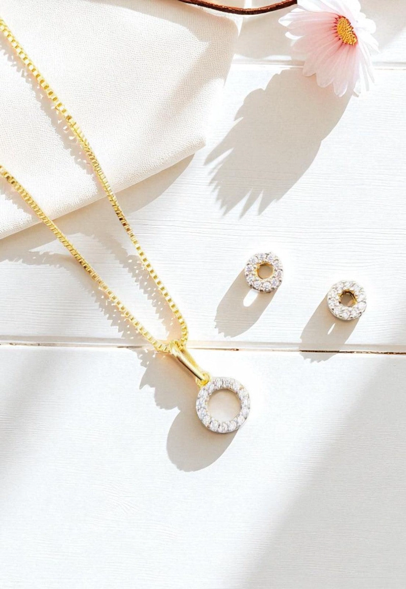 CONJUNTO JOYAS MONTERO CORONA GOLD MICROCIRCONES - 4