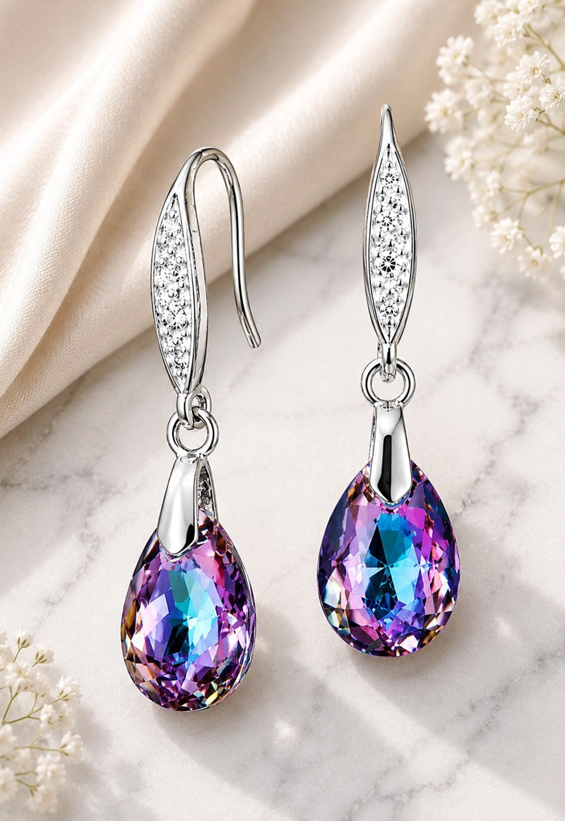 AROS CAPRICHO PLATA 925 CRISTAL SWAROVSKI® VITRAL LIGHT - 6