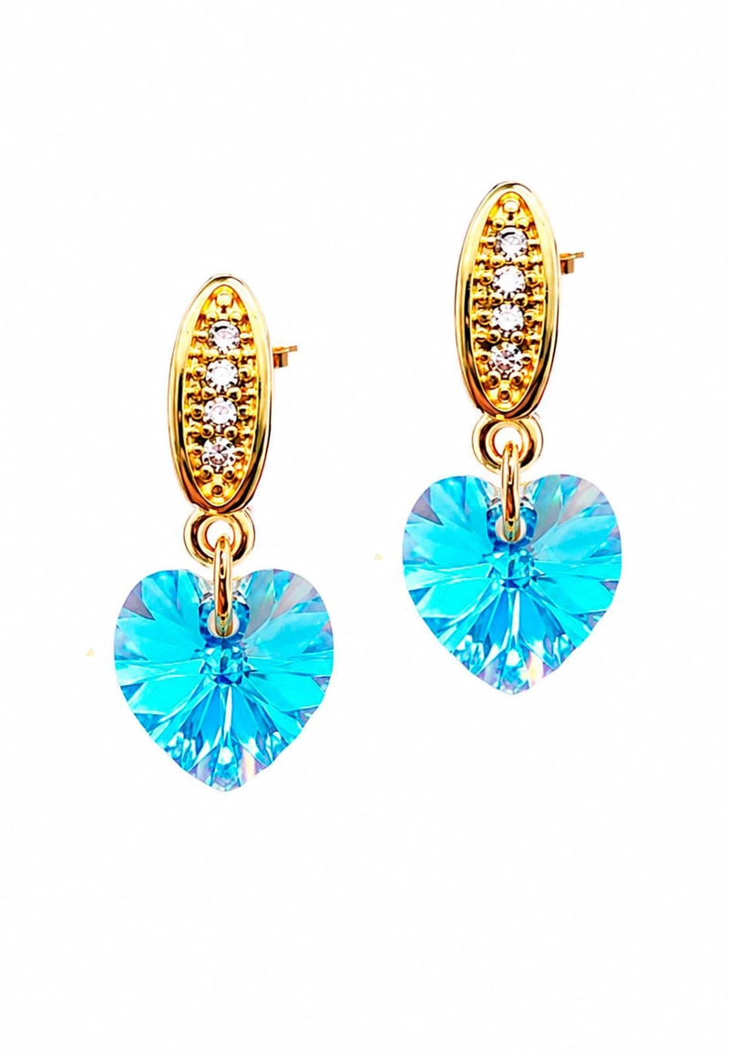 AROS ROMANCE GOLD 24K CRISTAL SWAROVSKI® AQUAMARINE - 1