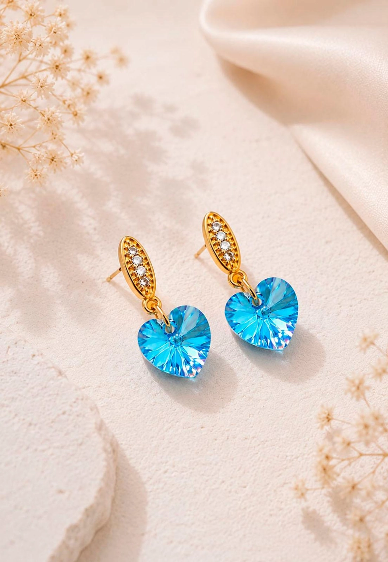 AROS ROMANCE GOLD 24K CRISTAL SWAROVSKI® AQUAMARINE - 2