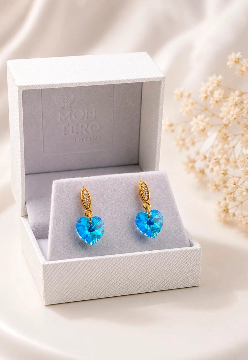AROS ROMANCE GOLD 24K CRISTAL SWAROVSKI® AQUAMARINE - 3