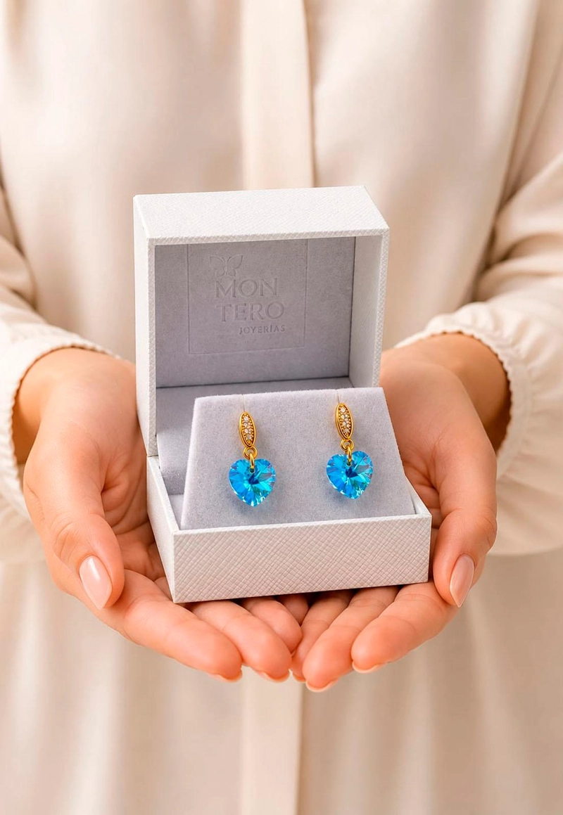 AROS ROMANCE GOLD 24K CRISTAL SWAROVSKI® AQUAMARINE - 4