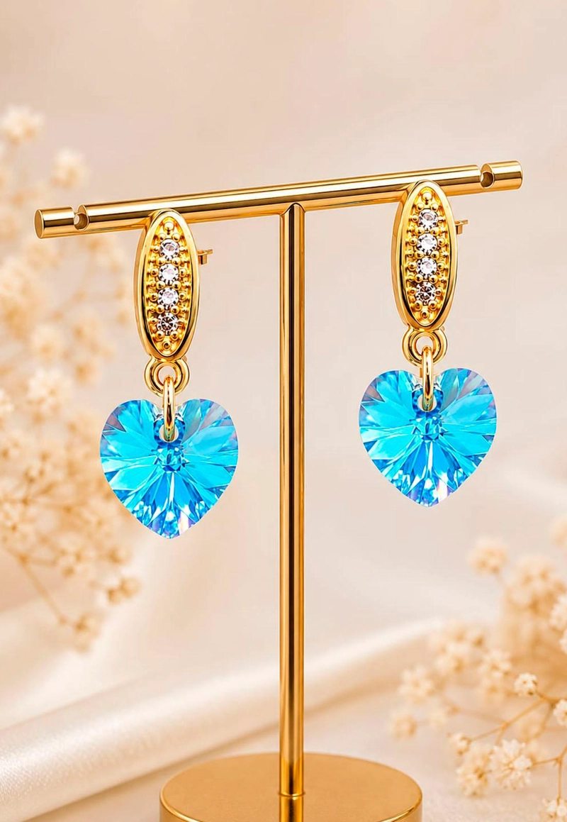 AROS ROMANCE GOLD 24K CRISTAL SWAROVSKI® AQUAMARINE - 7