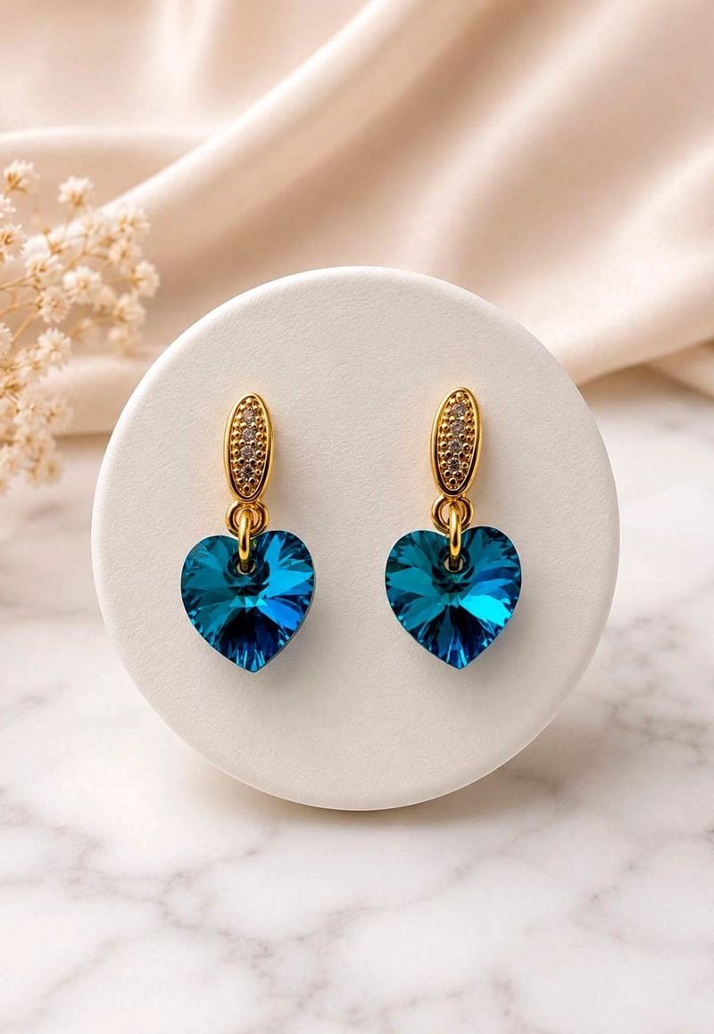 AROS ROMANCE GOLD 24K CRISTAL SWAROVSKI® BERMUDA BLUE - 2