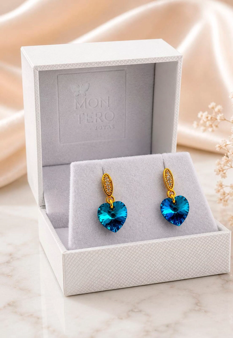 AROS ROMANCE GOLD 24K CRISTAL SWAROVSKI® BERMUDA BLUE - 3