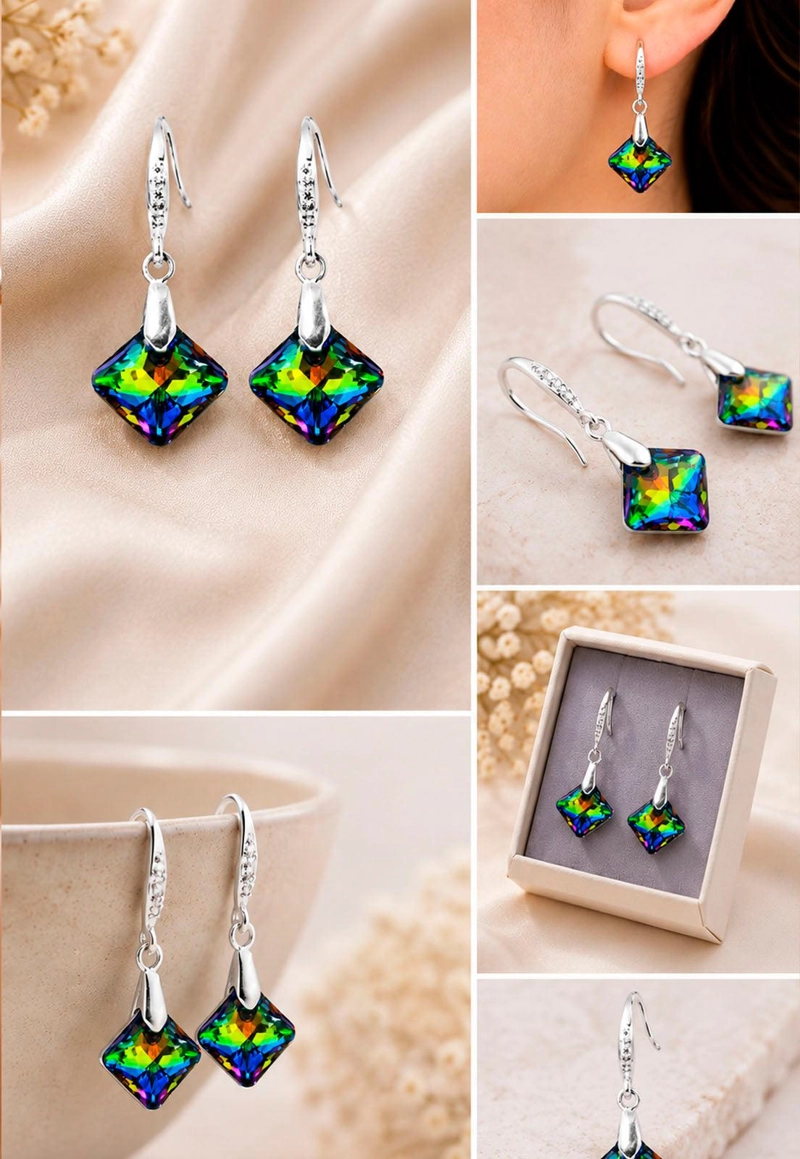 AROS CRISTINA PLATA 925 CRISTAL SWAROVSKI® VITRAL MEDIUM - 8