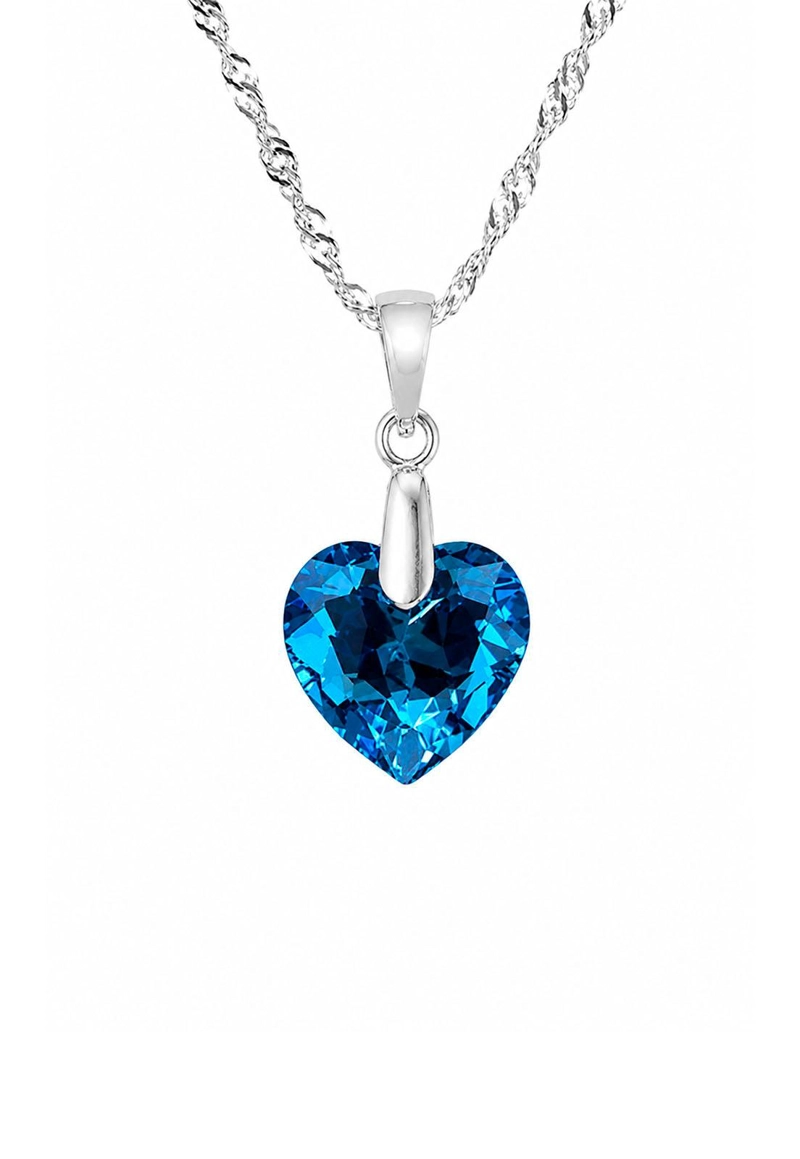 COLLAR AMOR PLATA 925 CRISTAL  SWAROVSKI AQUAMARINE - 1