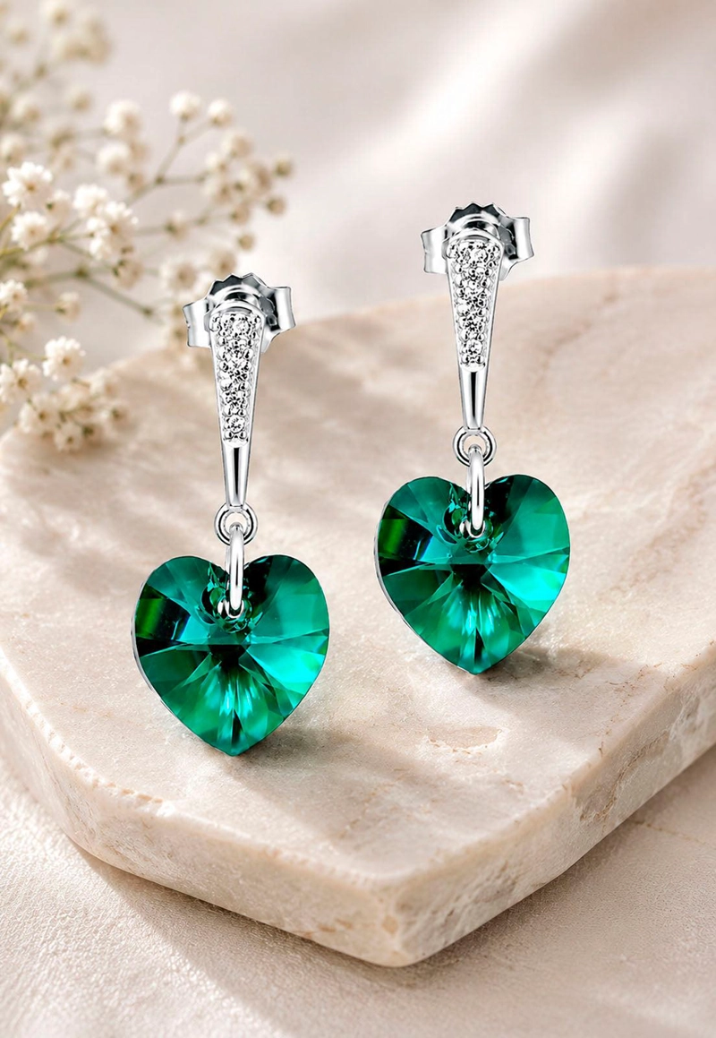 AROS ROMANCE PLATA 925 CRISTAL SWAROVSKI® EMERALD - 5
