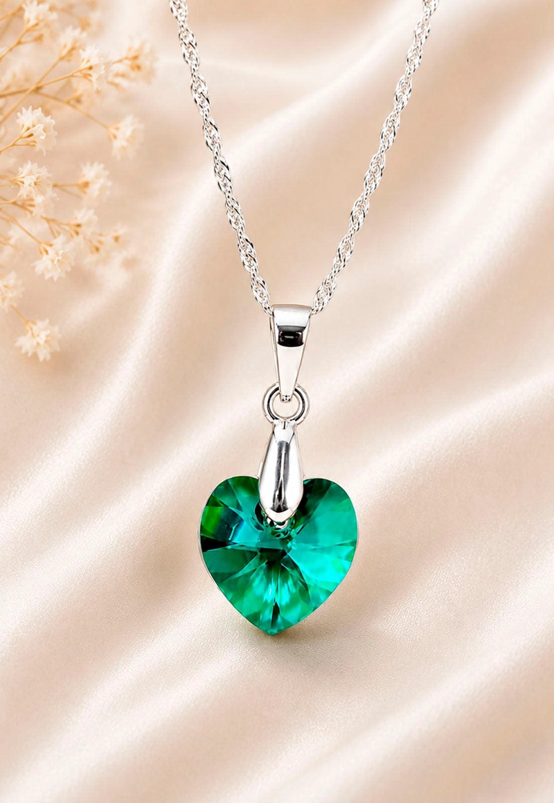 COLLAR ROMANCE PLATA 925 CRISTAL Swarovski EMERALD - 4
