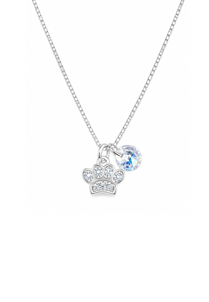 COLLAR PATITA PLATA 925 CRISTAL Swarovski® AURORA BOREAL - 1