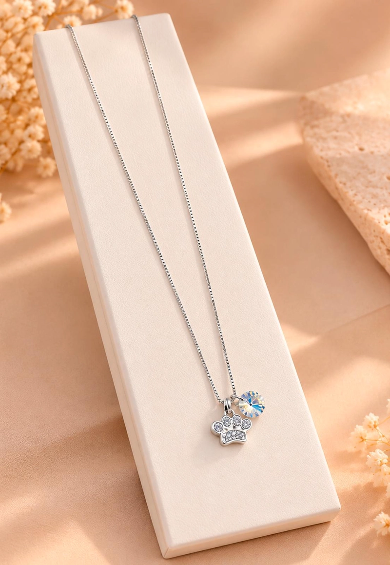 COLLAR PATITA PLATA 925 CRISTAL Swarovski® AURORA BOREAL - 6